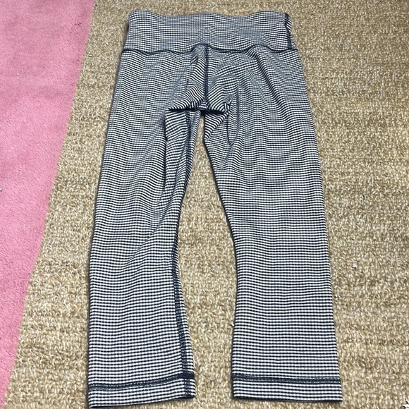 Lululemon Wunder Under Crop Leggings Inkwell Gingham Navy White Leggings - Picture 7 of 9